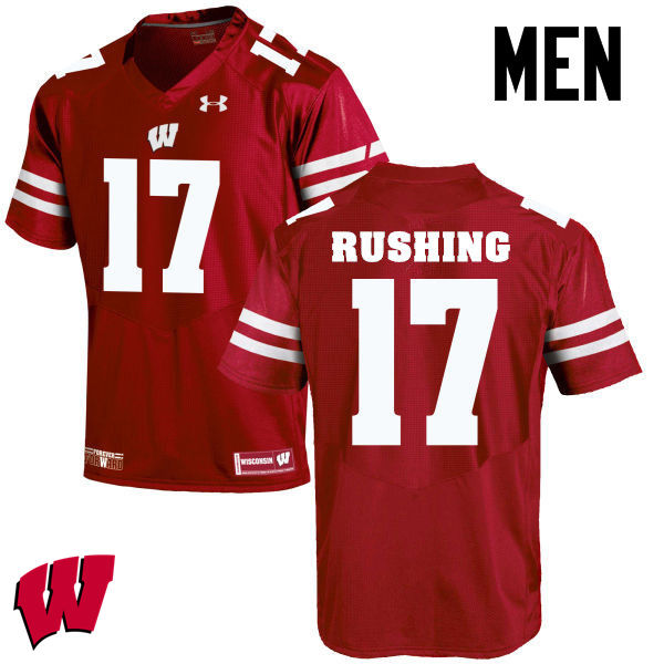 Men Wisconsin Badgers #17 George Rushing College Football Jerseys-Red